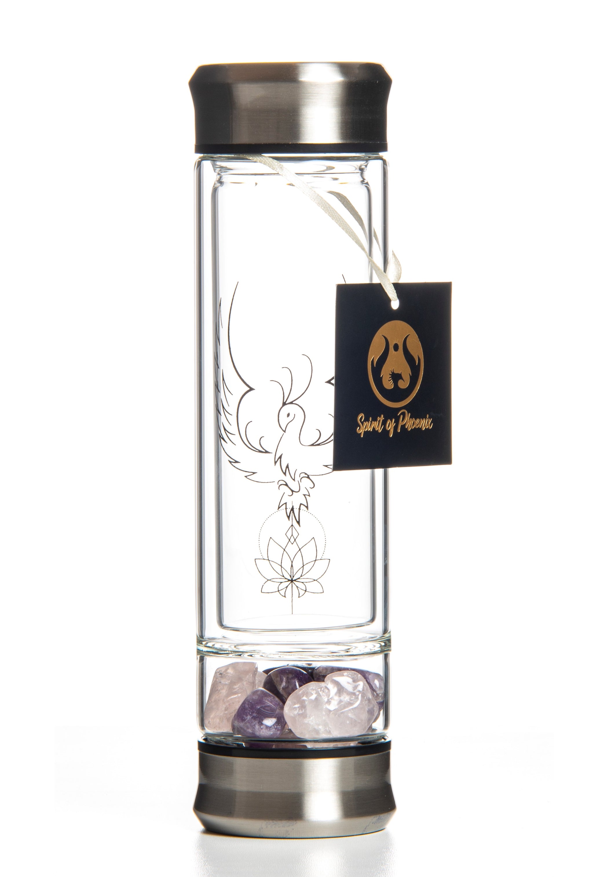 Glass Tea Infuser bottles with Gems Stones