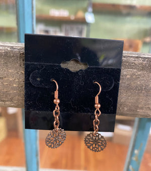 Copper snowflake earrings